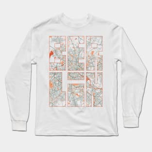 Berlin, Germany City Map Typography - Bohemian Long Sleeve T-Shirt